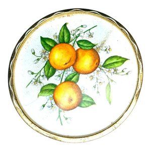 VINTAGE Orange Fruit‎ and Flower Design Serving Tray - 10”